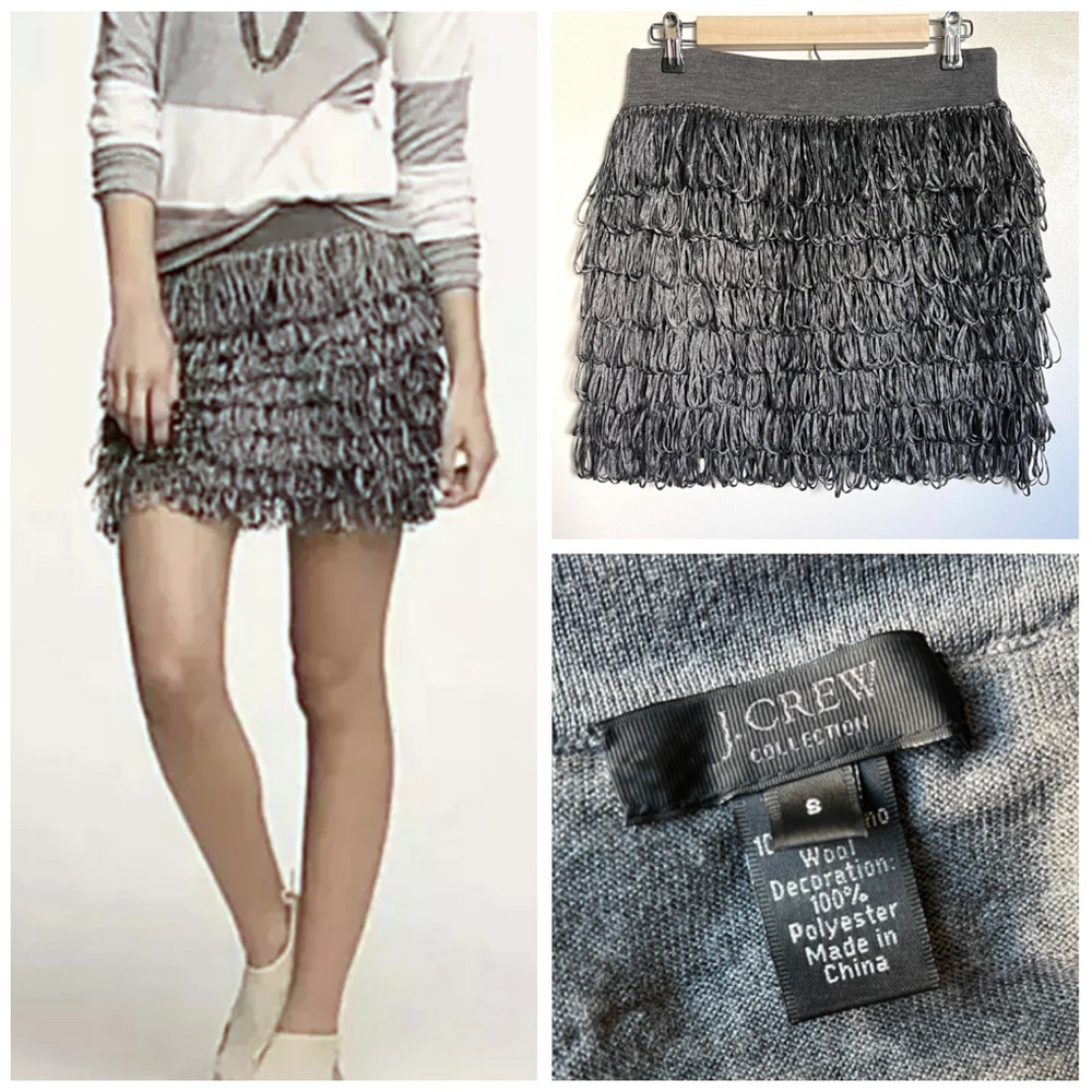 J. Crew Collection Merino wool loop fringe mini skirt
